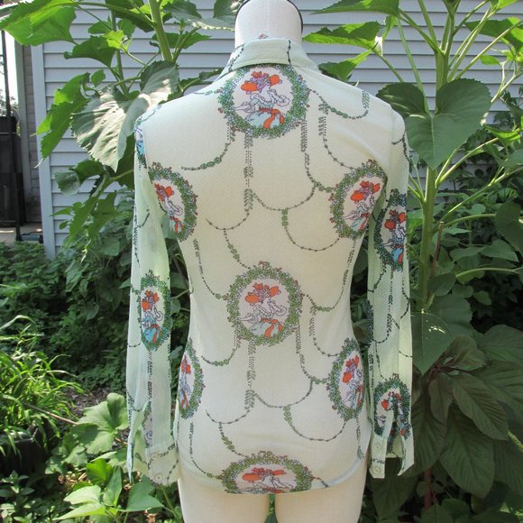 Vintage 70s Green Blouse - Picture 3 of 4